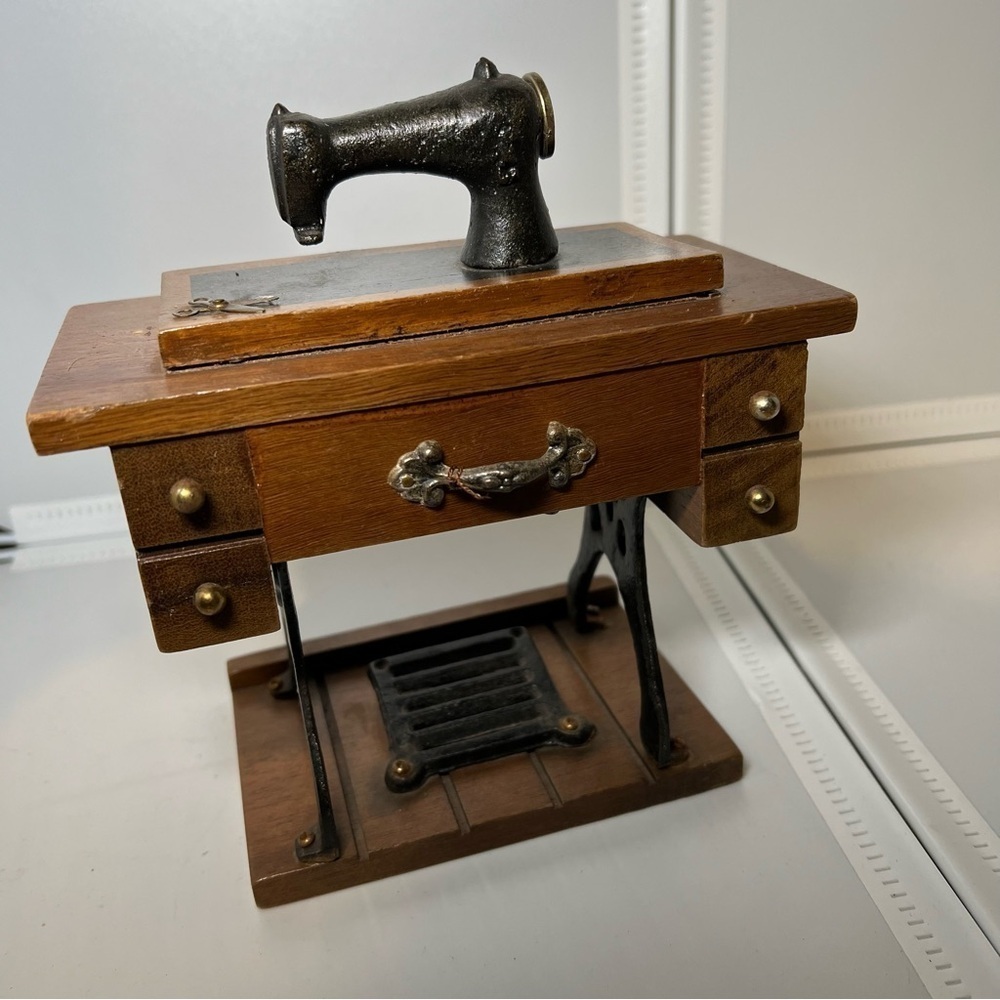 Mini Sewing Machine Music Box by George Good Corporation, Vintage Works Well
